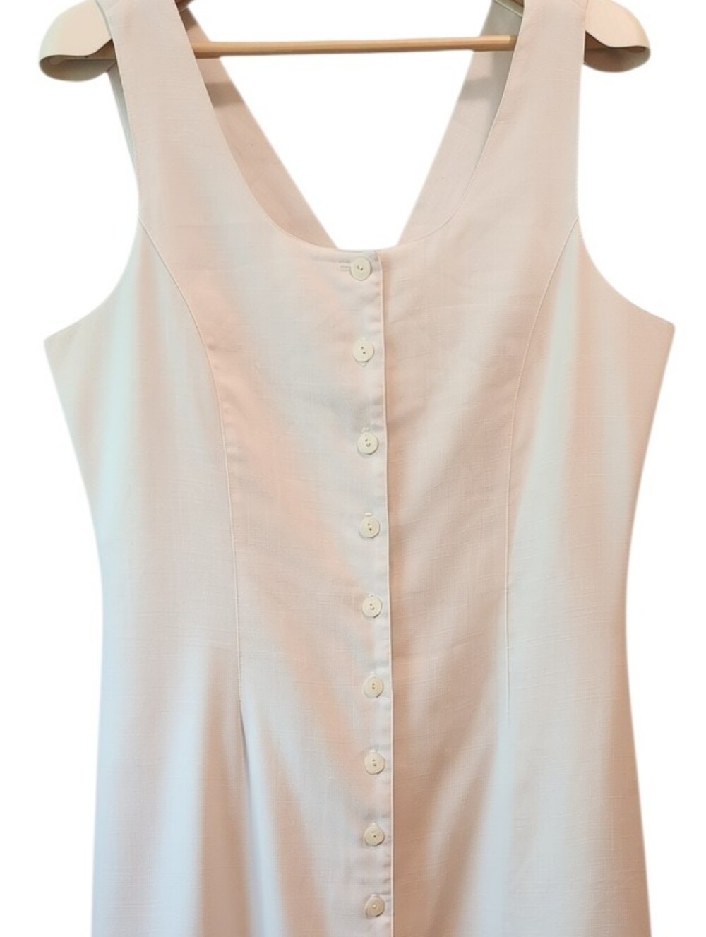 Vtg Victoria Holley (Linen Style) Button Dress – Uniqie Cross Back. Sz. 14